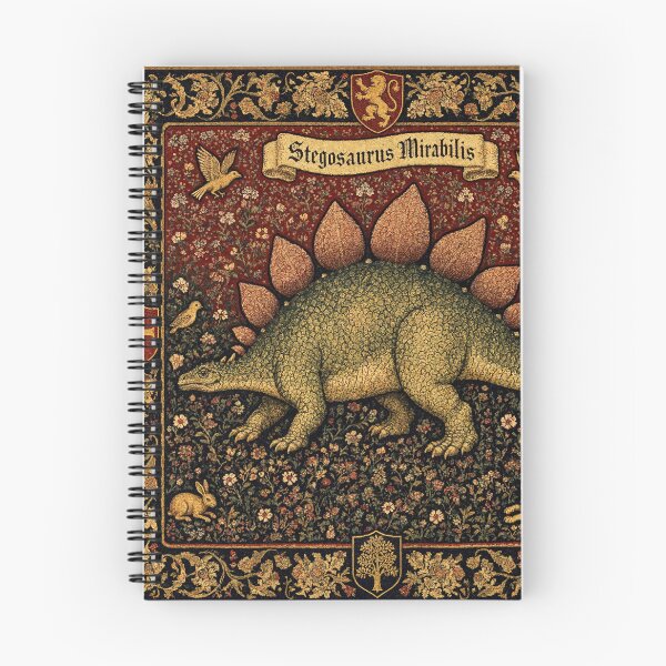 Item preview, Medieval tapestry style illustration of a dinosaur - Stegosaurus designed and sold by Vintage Designs +.