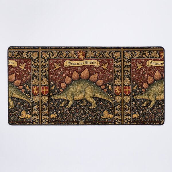 Item preview, Medieval tapestry style illustration of a dinosaur - Stegosaurus designed and sold by Vintage Designs +.