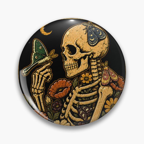 Item preview, Moth and Skeleton Floral Art Print Halloween designed and sold by rafaeltto.