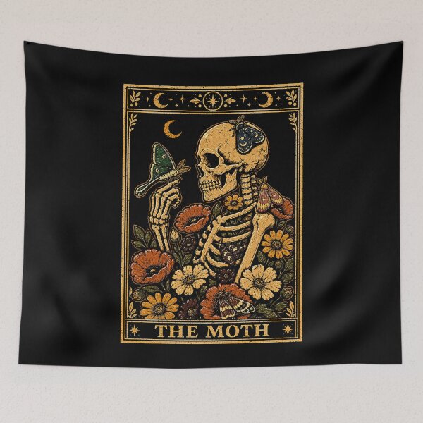 Item preview, Moth and Skeleton Floral Art Print Halloween designed and sold by rafaeltto.