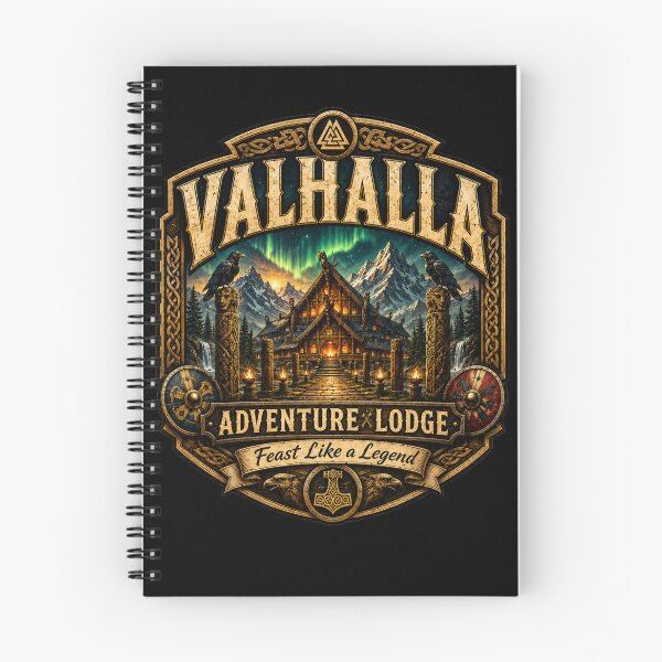 Item preview, Valhalla Adventure Lodge T-Shirt, Viking Mountain Cabin Tee, Norse Mythology Travel Shirt, Feast Like a Legend Gift designed and sold by LintonGriffin.