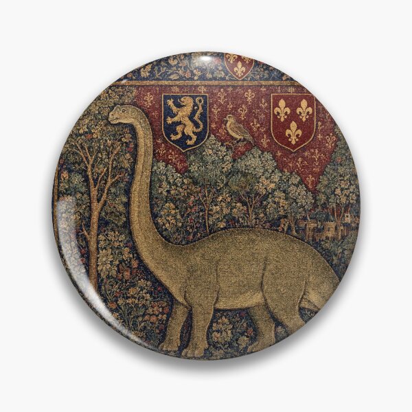 Item preview, Medieval tapestry style illustration of a dinosaur - Brachiosaurus designed and sold by Vintage Designs +.