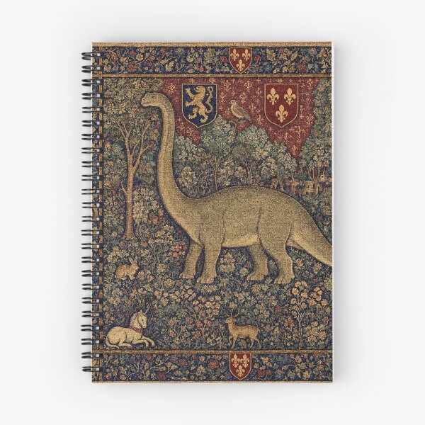 Item preview, Medieval tapestry style illustration of a dinosaur - Brachiosaurus designed and sold by Vintage Designs +.