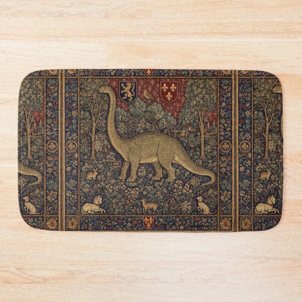 Item preview, Medieval tapestry style illustration of a dinosaur - Brachiosaurus designed and sold by Vintage Designs +.