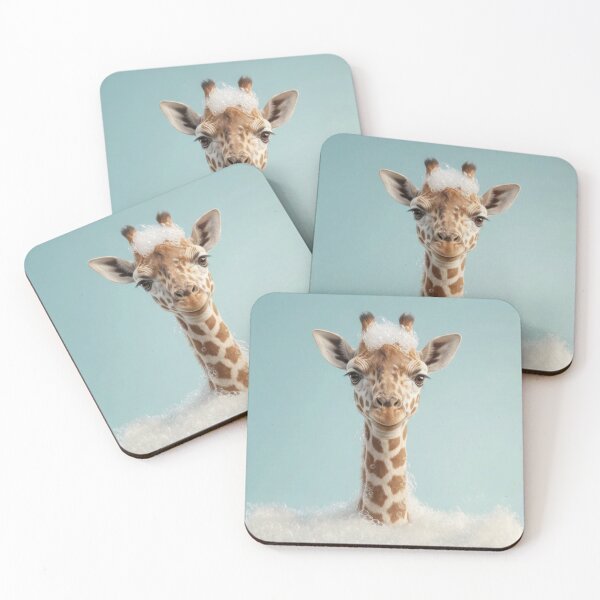 Item preview, Baby Giraffe Bubble Bath Cute Nursery Bathroom Wall Art designed and sold by LazyOwlStore.