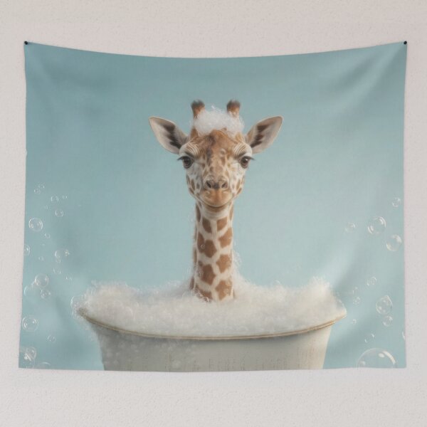 Item preview, Baby Giraffe Bubble Bath Cute Nursery Bathroom Wall Art designed and sold by LazyOwlStore.