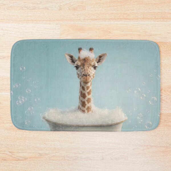 Item preview, Baby Giraffe Bubble Bath Cute Nursery Bathroom Wall Art designed and sold by LazyOwlStore.