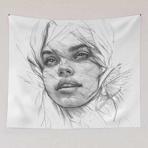 Item preview, Expressive Sketch Woman Portrait Looking Up designed and sold by YAM716.