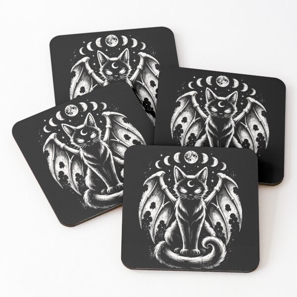 Item preview, Mystical Black Cat with Wings and Moon Phases Halloween designed and sold by rafaeltto.