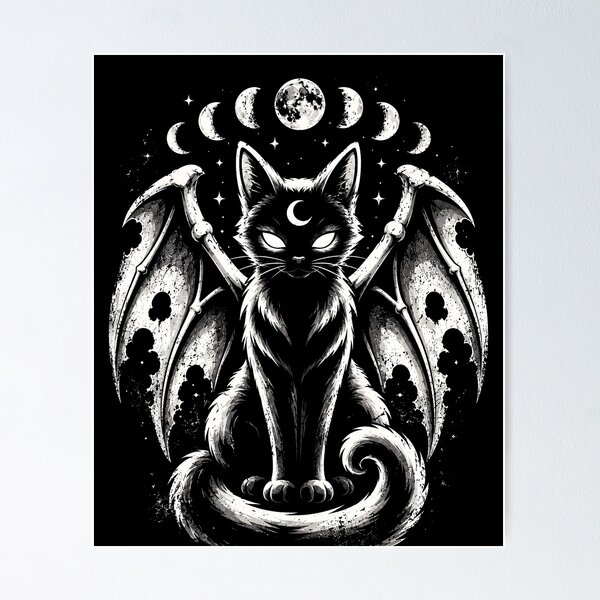 Item preview, Mystical Black Cat with Wings and Moon Phases Halloween designed and sold by rafaeltto.