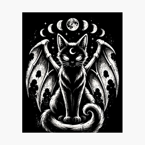 Item preview, Mystical Black Cat with Wings and Moon Phases Halloween designed and sold by rafaeltto.