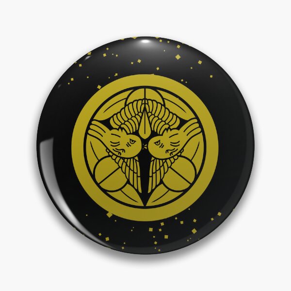 Item preview, Uesugi Kenshin Tobi-Suzume Crest Samurai Mon Faux Gold Dust Black Tile / Japanese Crest  designed and sold by 戦国まーけっと SENGOKU MARKET.