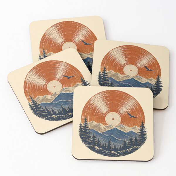 Item preview, Vinyl Record Mountain Sunset - Retro Music Hiking Nature Outdoors Art designed and sold by Knacky Print.