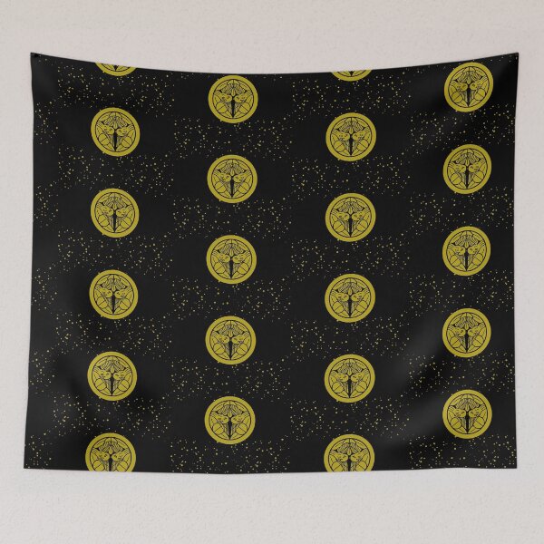 Item preview, Uesugi Kenshin Tobi-Suzume Crest Samurai Mon Faux Gold Dust Black Tile / Japanese Crest  designed and sold by 戦国まーけっと SENGOKU MARKET.