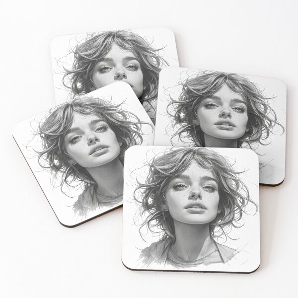 Item preview, Windswept Freckled Woman Portrait Sketch designed and sold by YAM716.