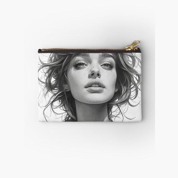 Item preview, Windswept Freckled Woman Portrait Sketch designed and sold by YAM716.