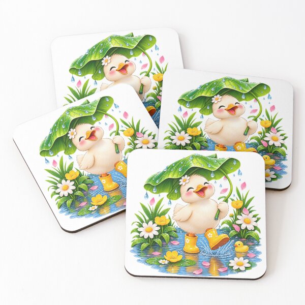 Item preview, Cute Duck in Yellow Rain Boots – Whimsical Rainy Day Flower Sticker designed and sold by CreativeCharmCo.