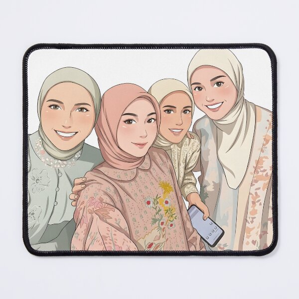 Item preview, Hijab Portrait best friend forever hangout together ootd elegance cute illustration vector art designed and sold by sabartgunpla.