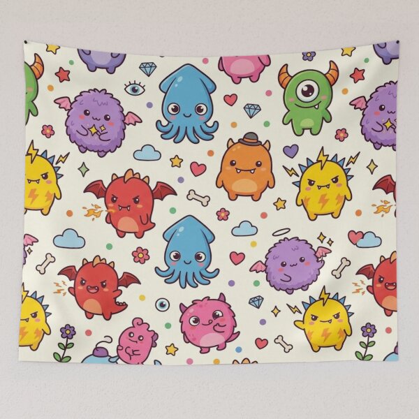 Item preview, Cute Monster Party Seamless Pattern designed and sold by lungpleecha.