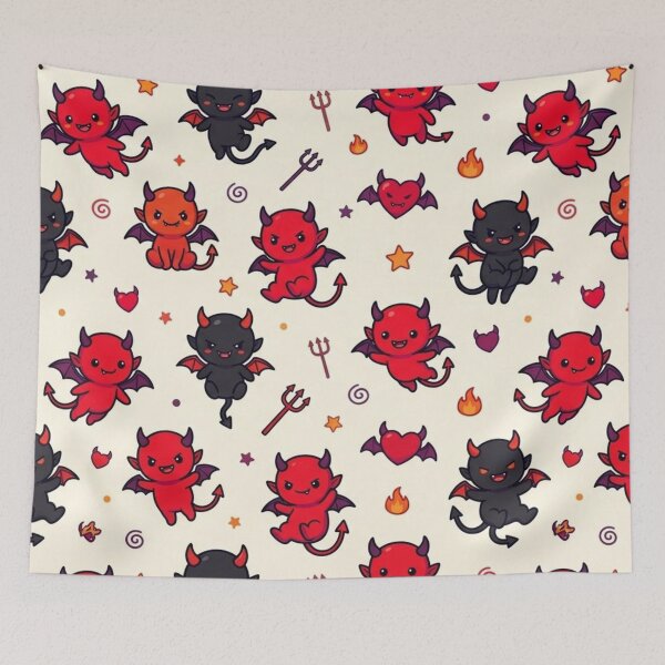 Item preview, Cute Devil Halloween Seamless Pattern designed and sold by lungpleecha.