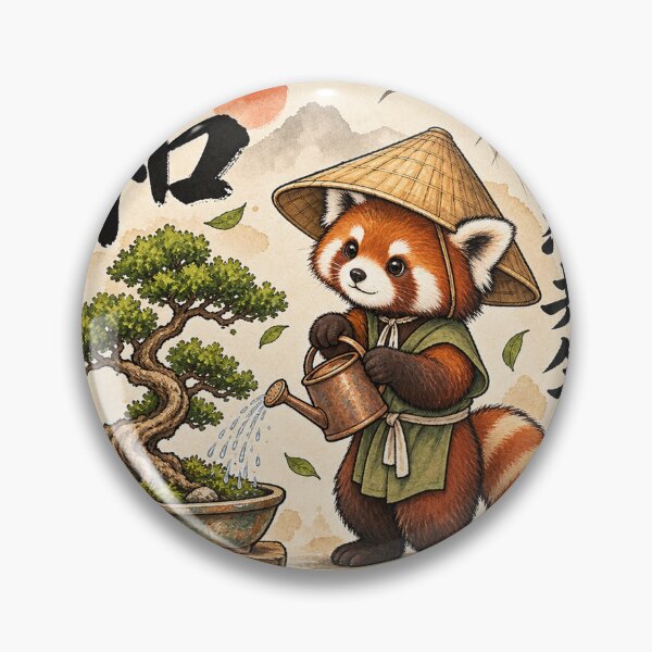 Item preview, Red Panda Bonsai Gardener – Japanese Zen Illustration designed and sold by Kallandra.
