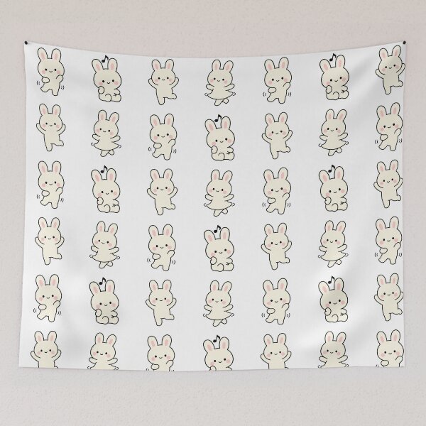 Item preview, White Bunny Dancing – Cute Kawaii Cartoon designed and sold by Moffyuniverse.