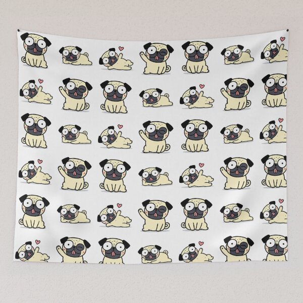 Item preview, Funny Pug Poses – Cute Kawaii Cartoon designed and sold by Moffyuniverse.