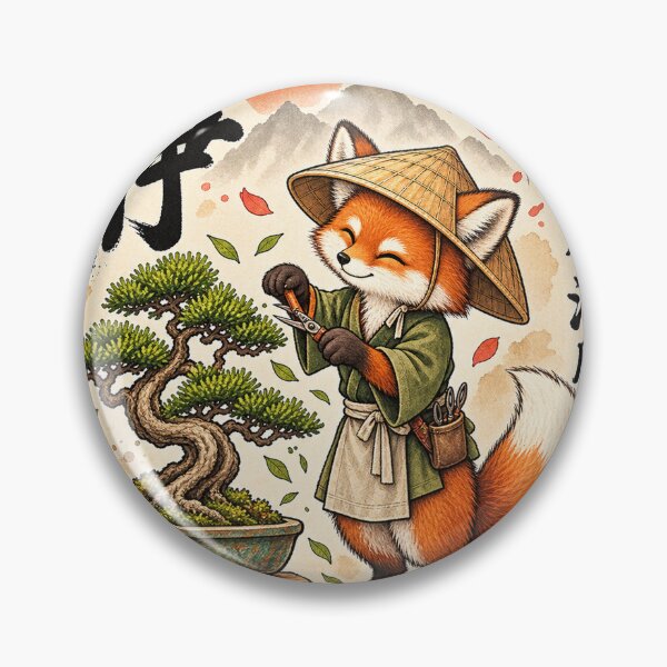 Item preview, Japanese Fox Bonsai Gardener – Japanese Zen Illustration designed and sold by Kallandra.