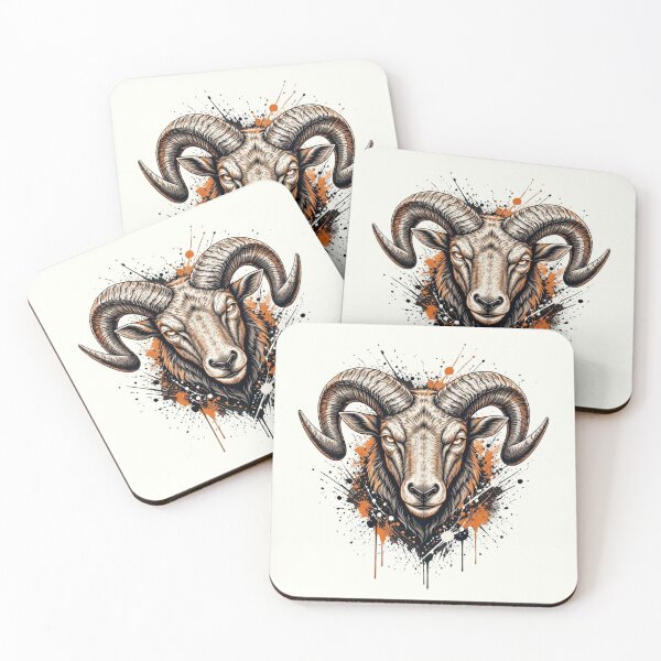 Item preview, Fierce Ram Head, Aries Zodiac Splatter Art designed and sold by gkhanco.