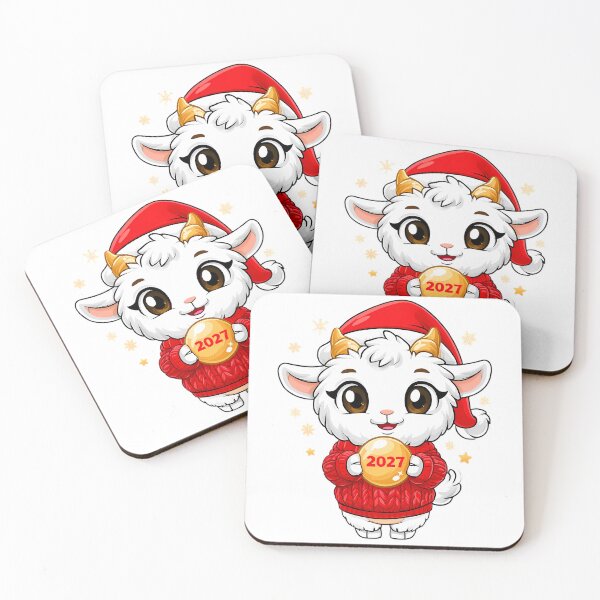 Item preview, Fluffy White Christmas Goat Mascot designed and sold by Retro Whimsy.