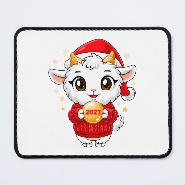 Item preview, Fluffy White Christmas Goat Mascot designed and sold by Retro Whimsy.