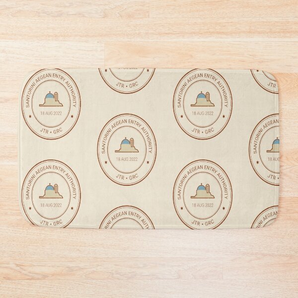 Item preview, Santorini Mid‑Century Passport Stamp Retro Travel Sticker designed and sold by stickercuffs.