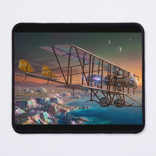Item preview, Futuristic Steampunk Biplane Flight Over Alien World designed and sold by ArtworkNorth.