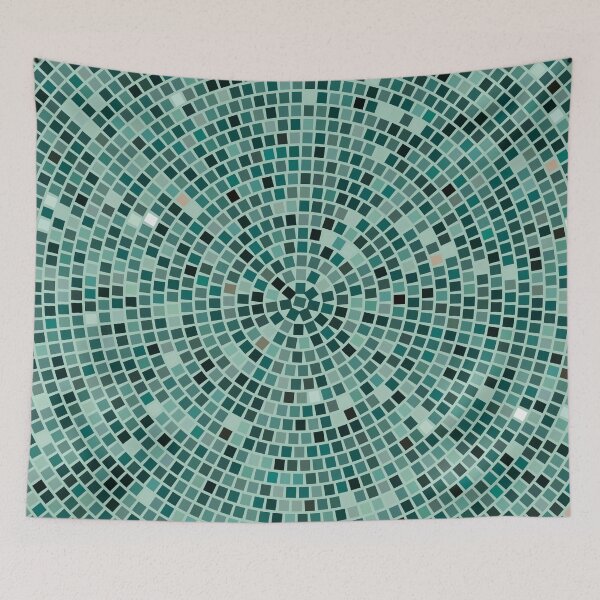 Item preview, Vintage Disco Glam – Concentric Mirror Tile Mosaic | Teal designed and sold by Frohyou.