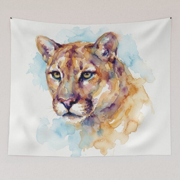 Item preview, Cougar Watercolor, Amber Lavender designed and sold by caracatita75.