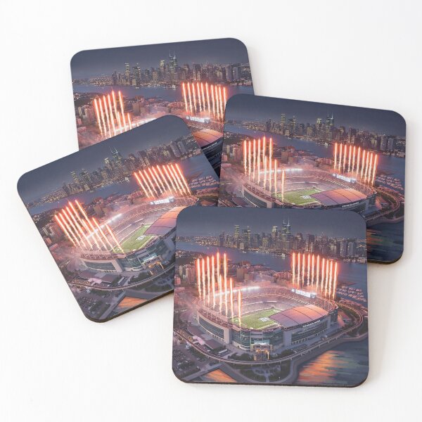 Item preview, New York Football Stadium at Night | Dramatic City Skyline Fireworks Sports Wall Art designed and sold by Iceberg Comic Book Lounge.