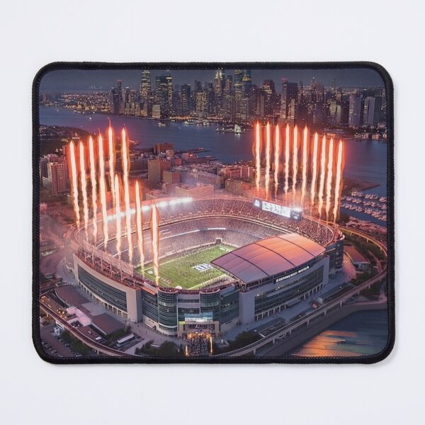Item preview, New York Football Stadium at Night | Dramatic City Skyline Fireworks Sports Wall Art designed and sold by Iceberg Comic Book Lounge.