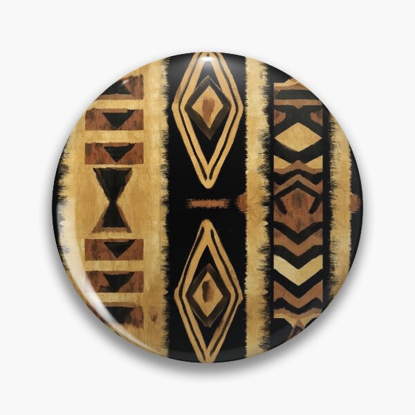 Item preview, African Kuba Cloth Pattern Gold Black Brown Diamond designed and sold by Nine Lives Studio.
