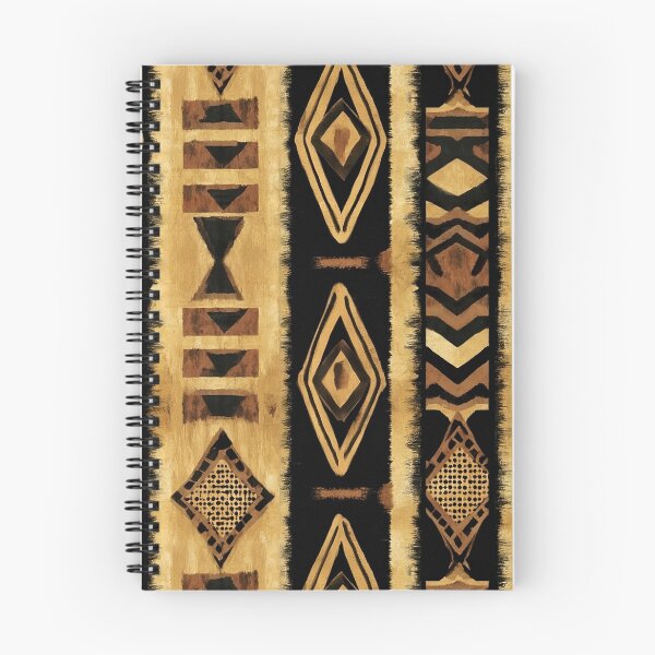 Item preview, African Kuba Cloth Pattern Gold Black Brown Diamond designed and sold by Nine Lives Studio.