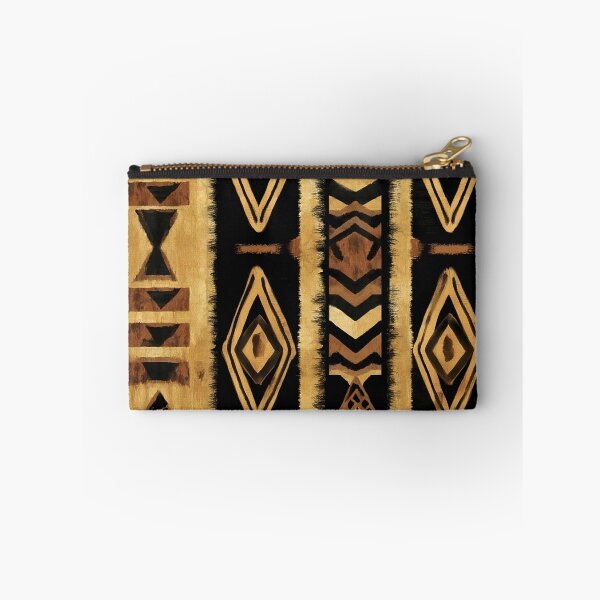 Item preview, African Kuba Cloth Pattern Gold Black Brown Diamond designed and sold by Nine Lives Studio.