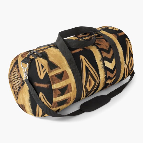 Item preview, African Kuba Cloth Pattern Gold Black Brown Diamond designed and sold by Nine Lives Studio.