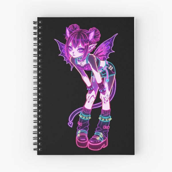 Item preview, Neon Cyber Goth Fairy Cat Girl: Electric Pink and Cyan Aesthetic designed and sold by CuteKats.