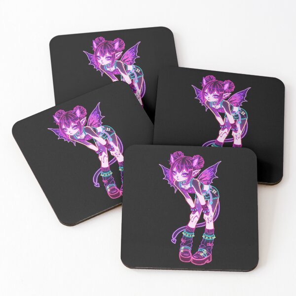 Item preview, Neon Cyber Goth Fairy Cat Girl: Electric Pink and Cyan Aesthetic designed and sold by CuteKats.