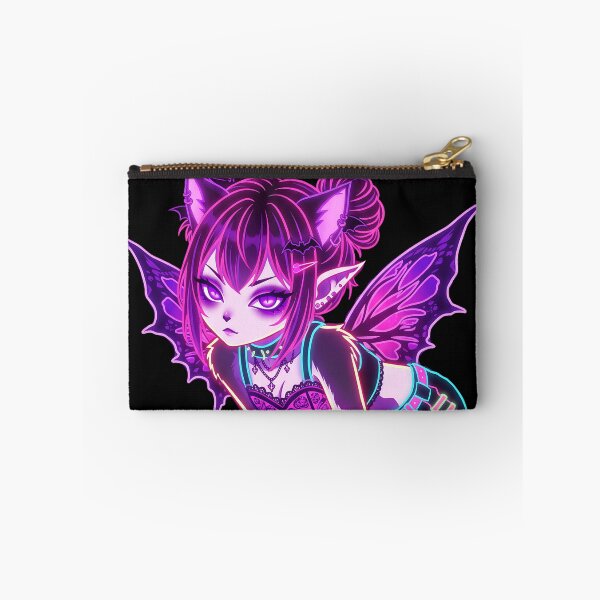 Item preview, Neon Cyber Goth Fairy Cat Girl: Electric Pink and Cyan Aesthetic designed and sold by CuteKats.