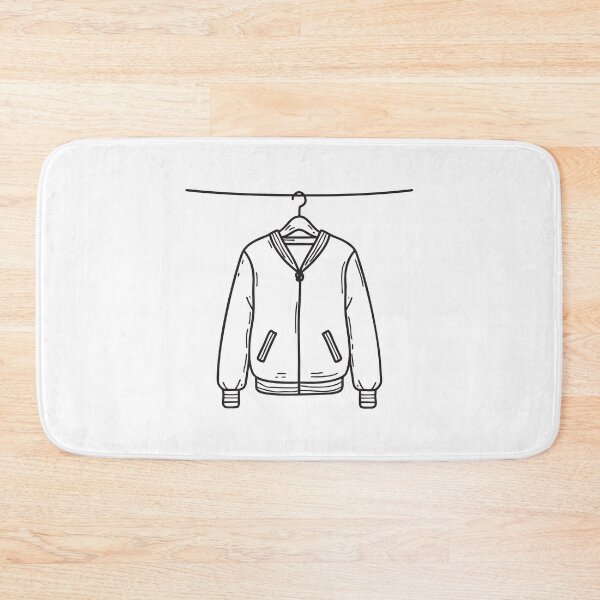 Item preview, A varsity jacket placed on a wall hook in doodle illustration designed and sold by rasagamastore.