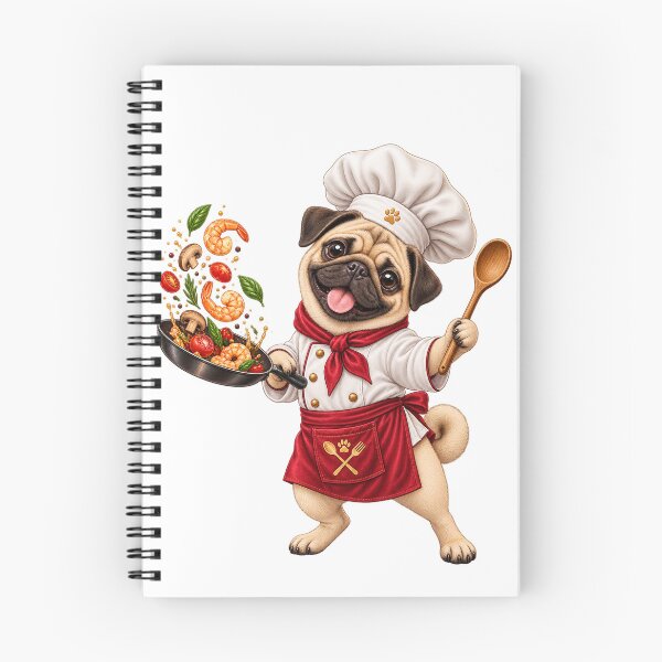 Item preview, Cute Pug Chef Cooking Stir Fry designed and sold by ArtNova17.