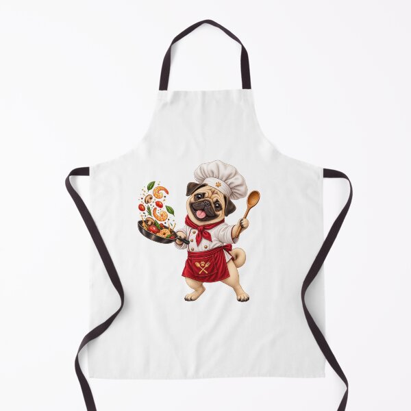 Item preview, Cute Pug Chef Cooking Stir Fry designed and sold by ArtNova17.