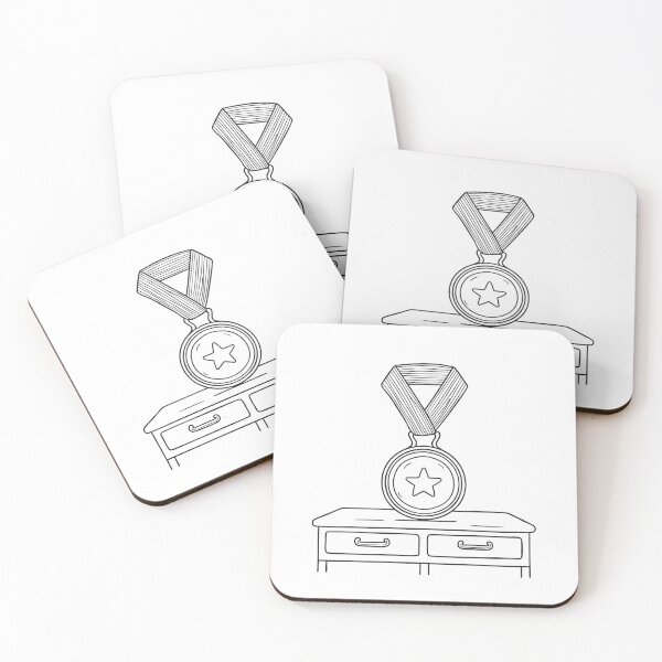 Item preview, A varsity award medal placed on a locker shelf in sketch illustration designed and sold by rasagamastore.