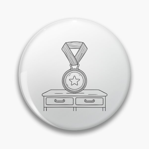 Item preview, A varsity award medal placed on a locker shelf in sketch illustration designed and sold by rasagamastore.
