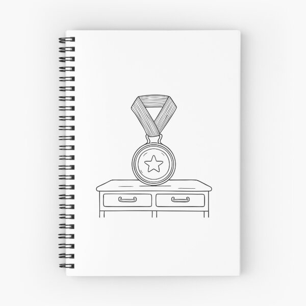 Item preview, A varsity award medal placed on a locker shelf in sketch illustration designed and sold by rasagamastore.